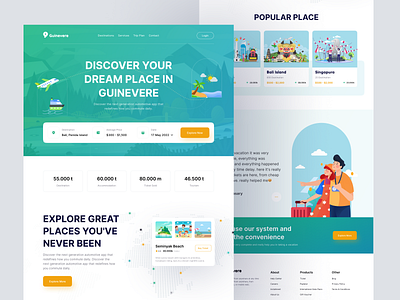 🚀 Guinevere - Ticket Travel Landing Page ari card design fariz gunevere landing page holiday landing page illustration landing landing page landing page design landingpage maps place ticket landing page travel landing page ui web web design