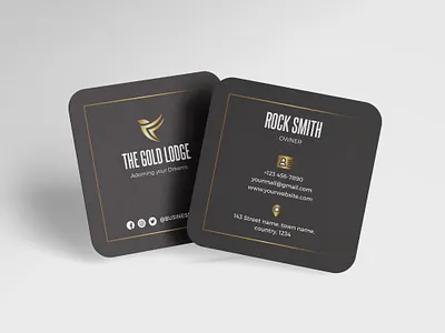Gold & Black Square Business Card black brand branding business card classic corporate gold gold business card gold foil square business card