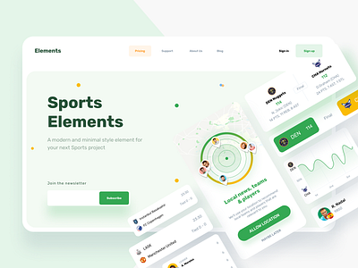 Sports Elements app card design cards dashboard design elements news sport sport app sport element sport elements sports sports dashboard sports elements sports website ui uidesign web webdesign website