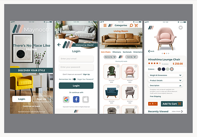 Maynooth e-commerce furniture app concept first app first shot furniture furniture app mobile app ux ui xd