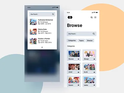 Anime streaming app animation app branding clean colors design interaction interface sarvottam ui uiux ux