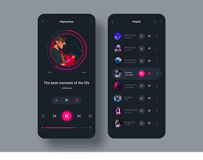 Music Player app app design apple music coloful colors dark dark theme design interface minimal mobile mobile design music ui ux design