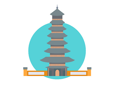 Indonesia pagoda asia coloring design icon illustration indonesia pagoda simple vector