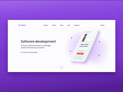 Insov Software Development Homepage animation clean design motion software software development typography ui ux web webdesign website