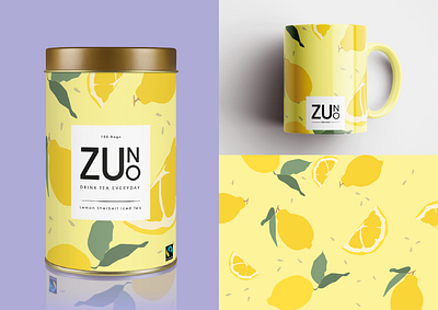 ZUNO - Lemon Sherbert Iced Tea branding design flat food fruit illustration lemons logo tea