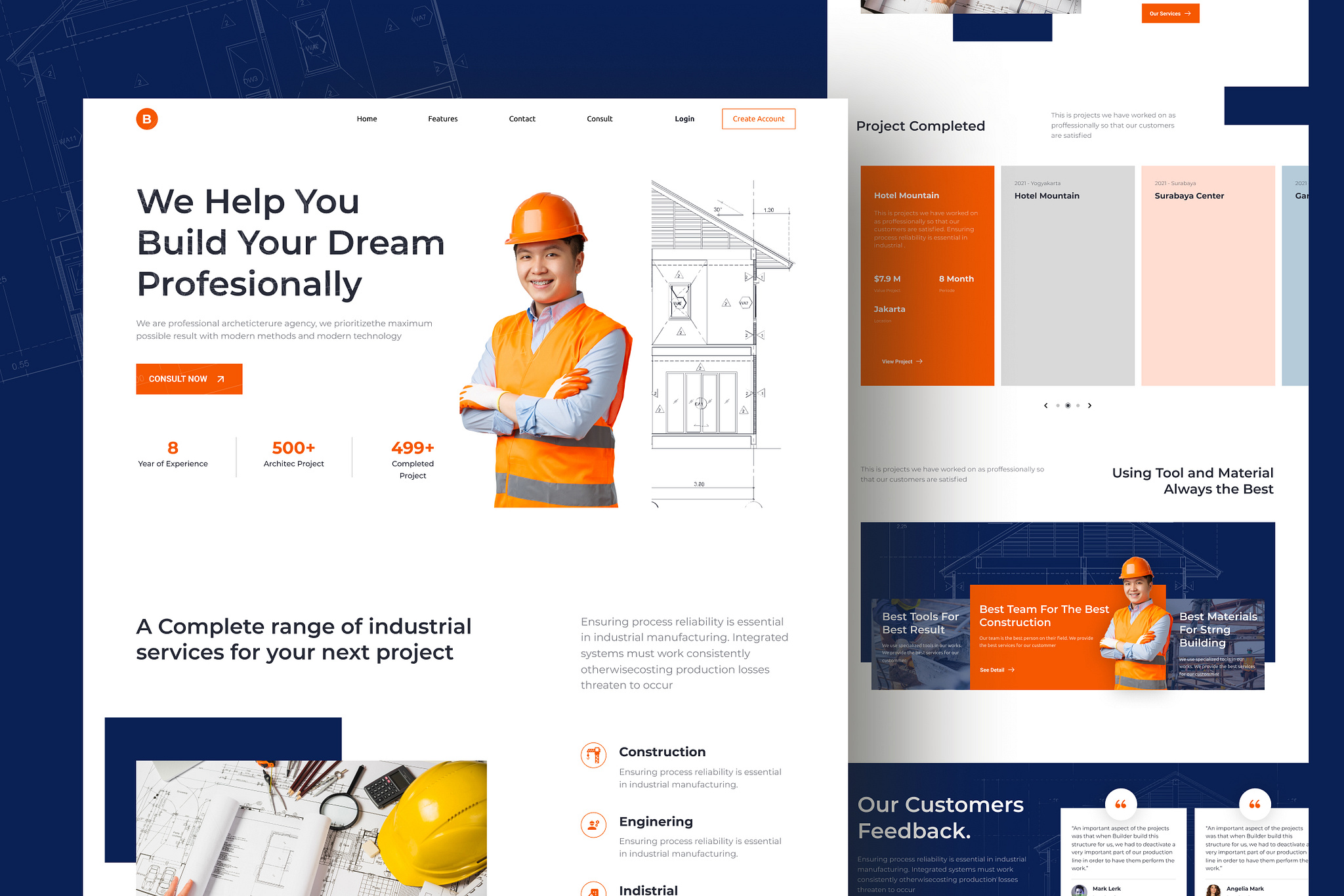 Builder - construction landing page by Iqbal Surya on Dribbble