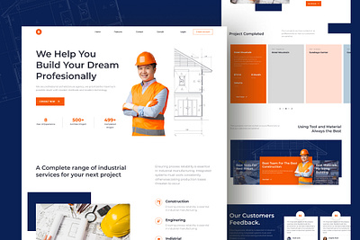 Builder - construction landing page by Iqbal Surya on Dribbble