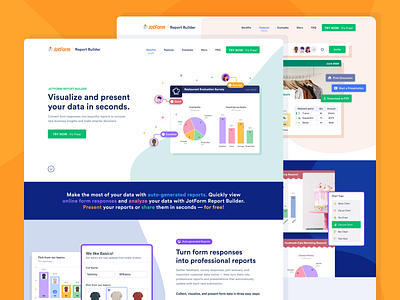 Introducing JotForm Report Builder chart data visualization landing page product design report report design ui ux web