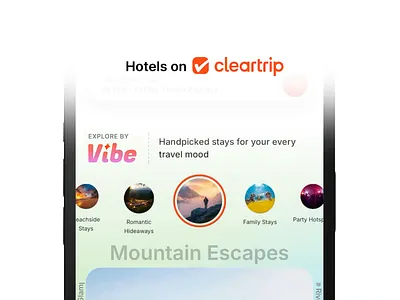 Explore by Vibe only on Cleartrip hotels after effects animation app cleartrip design lottie motion graphics product design travel ui ux