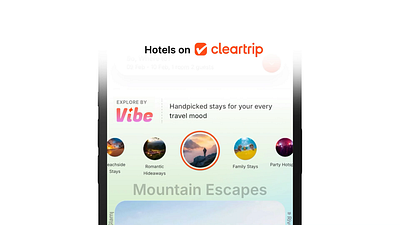 Explore by Vibe only on Cleartrip hotels after effects animation app cleartrip design lottie motion graphics product design travel ui ux