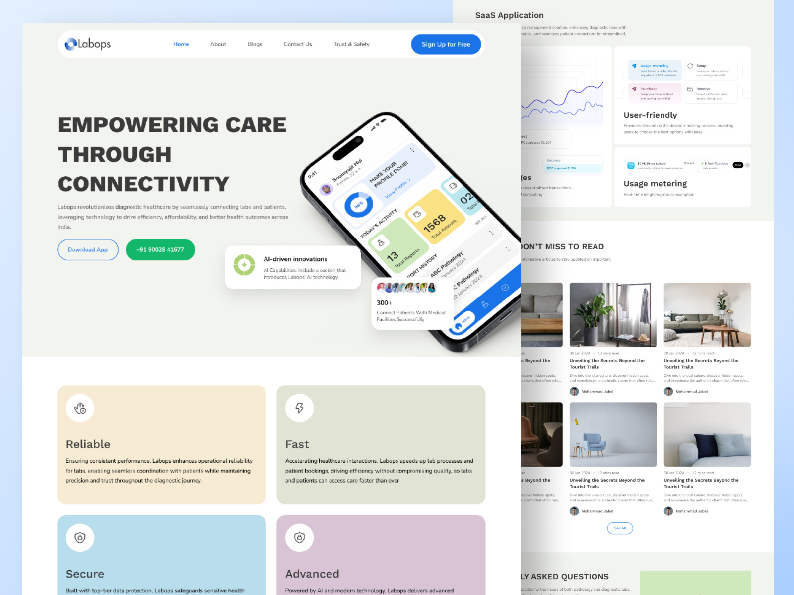 Labops - Medical & Healthcare App Landing Page Website app landing page appointment doctor doctor website fintech fintech app healthcare jabel landing page medical medical booking app medical care medical landing page mobile app online doctor booking patient app saas saas landing page saas website website