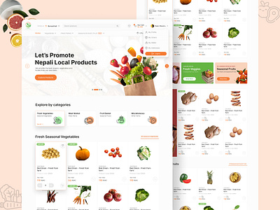 Farmgro - Grocery Marketplace buy grocery design grocery marketplace grocery store design illustration marketplace product design sell grocery typography ui ui design uiux design ux