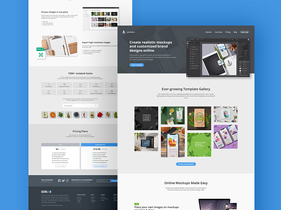 SceneLab Landingpage Update (online mockup editor) designtool free mockups landingpage mockup onlinetool responsivedesign scenelab single page template gallery userexperience webdesign