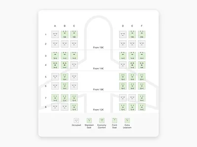 Fly UX seat mapping booking design mid fidelity ui ux