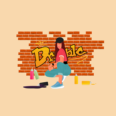 Street art bricks design dribble girl graffiti graphic graphicdesign illustration logo trendy vector