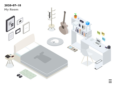 My Room 2.5d design illustration ui