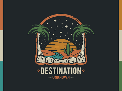 Destination Unknown - Tee design beach branding desert distressedunrest graphic design grunge illustration illustrator landscape palms retro river streetwear supplyanddesign surf surfing t shirt design vector vintage wanderlust