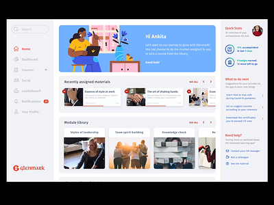 Employee Learning Dashboard branding course ui dashboard dashboard design dashboard interface dashboard ui education ui illustrated ui illustration india learning learning ui time tracking ui ui design ui designer user interface design