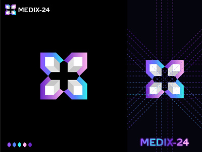 Medix Logo design | Blockchain Logo blockchain logo blockchain medical brand identity branding crypto logo logo logo design medical logo nft logo x lettermark x logo