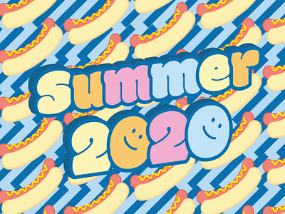 Hotdog Summer 2020 colorful fun hotdog pattern pattern design summer typography