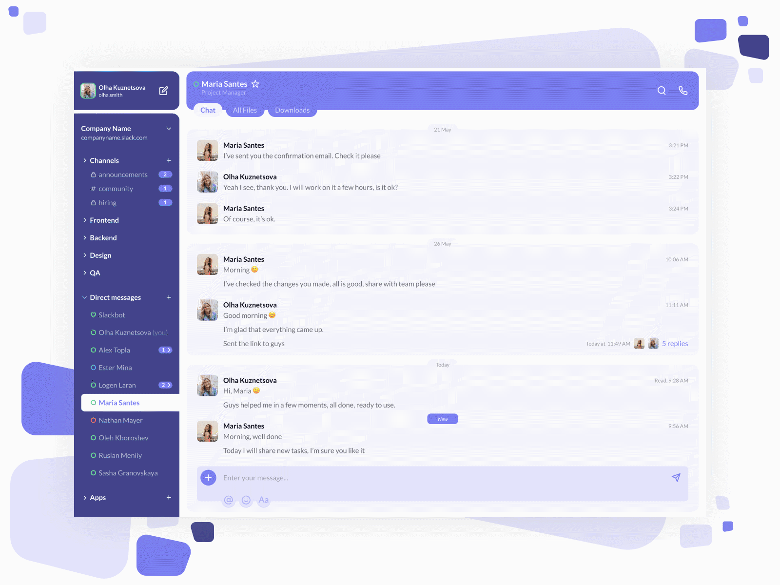 Slack Redesign animation app design flat interface minimal motion ui ux web