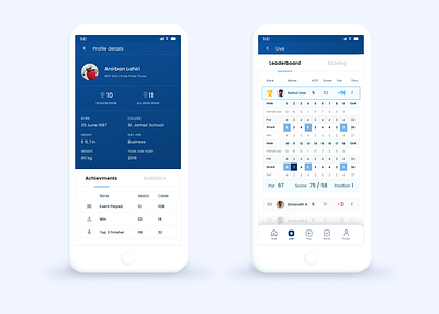 Golf Club achievement blue dribbble flat game golf golf club homepage leaderboard oldstyle profile rank scoring season sport xcarbon