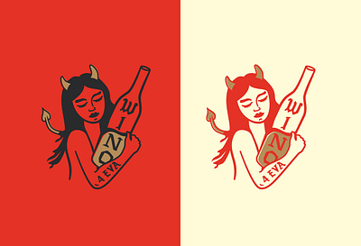 Wino 4 eva design devil devilgirl graphic gritty illustration satan vector wine wino