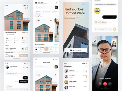 Omah - Real Estate App 2 apartment app design booking clean home hotel ios mobile design place property real estate real estate app travel ui ux