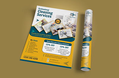 Professional Cleaning Service Flyer branding clean cleaning service design flyer design illustration minimal office cleaning room cleaning vector