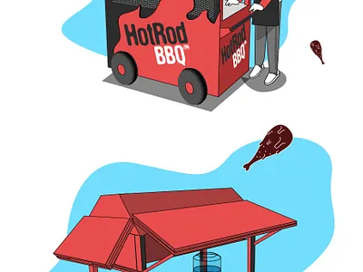HotRod BBQ concept cart design advertising art director branding campaign design food food and drink food illustration foodie illustration layout design visual design