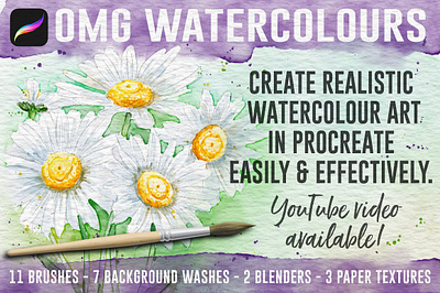 OMG Watercolour Brushes - Procreate brush brush set brushes design digital art drawing drawing brushes graphic design illustration illustrations paint paint brush painting procreate procreate brush procreate brushes sketch brush watercolor watercolor paint watercolor painting