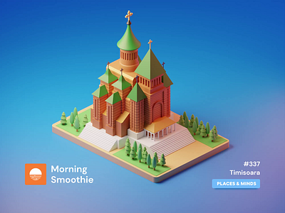 Timișoara 3d 3d art blender blender3d church church design city city illustration cityscape diorama illustration isometric isometric design isometric illustration low poly religion religious romania timișoara timișoara