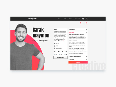 Resume user profile cv ui dailyui red gradient redesign resume resume design resume ui social icons ui ui ux designer uidesign uiux uxdesign