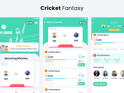 Cricket Fantasy App UI/UX app branding cricket cricket11 cricketfantasy cricketscore cricketui design fantasy fantasycricket graphic design livecricket ui