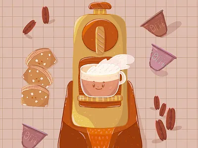 Coffee Machine childrenbookillustration coffee dailydrawing digitalart digitalillustration editorial food foodillustration graphicdesign illustration kidliart