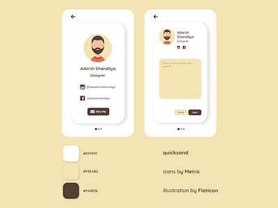 Profile View adobe xd cards cards ui hire me profile card profile design profile page swipes ui uidesign