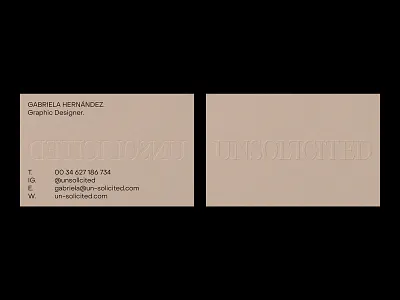 UNSOLICITED – Visual Identity – Business Cards. artwork branding business card design graphic design logo minimal neutral personalbranding typography