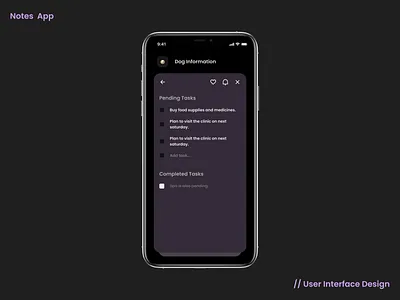 Notes App - Task List bold cards completed dark ui design materialdesign purple tasklist tasks typography