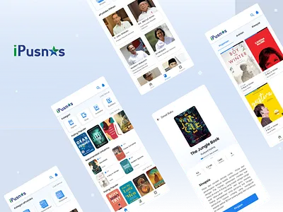 iPusnas Redesign blue clean firstshot gradients indonesia library library app mobile mobile app mobile application redesign white and blue