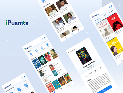 iPusnas Redesign blue clean firstshot gradients indonesia library library app mobile mobile app mobile application redesign white and blue