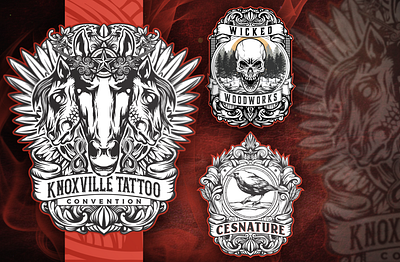 Vintage Logo Set branding design designs esports flame games illustration logo skull sports typography vector