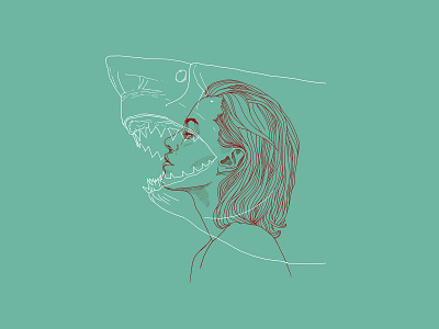 Shark art artist artwork creative digitalart digitalillustration feminine graphic illustration illustrator lineart minimal shark strong totem woman
