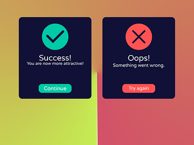 Error / Success pop-ups 011 dailyui dark design flat minimal minimalist typography ui ux vector