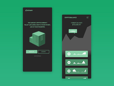 Bitmini Concept // Simplistic Crypto Wallet app app design crypto wallet cryptocurrency design flat minimal modern stock stocks ui web website