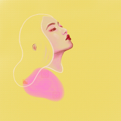 Portrait in Pink & Yellow abstract design digital art fashion illustration illustration art minimalist painting photoshop portrait portrait illustration