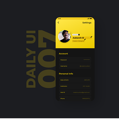 Settings Page app dailyui design flat typography ui ux