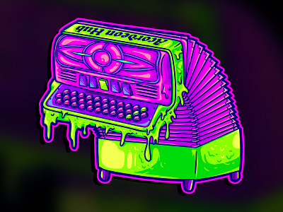 ACORDEON HUB acordeon cartoon colorful design green illustration introvertikal logo music music intrument psychedelic psychedelic logo trippy