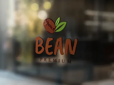 BEAN | Premium Logo (on Glass Window) branding coffee bean coffeeshop freelance graphicdesign illustration illustrator logo photoshop premium product vector