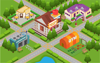 Isometric Campus Concept Map illustration isometric isometric art isometric illustration vector vector illustration