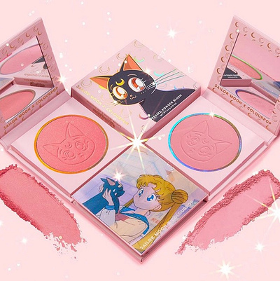 Sailor Moon x Colourpop Blushes branding campaign collaboration colourpop cosmetic packaging cosmetics packaging packagingdesign photoshoot product shot